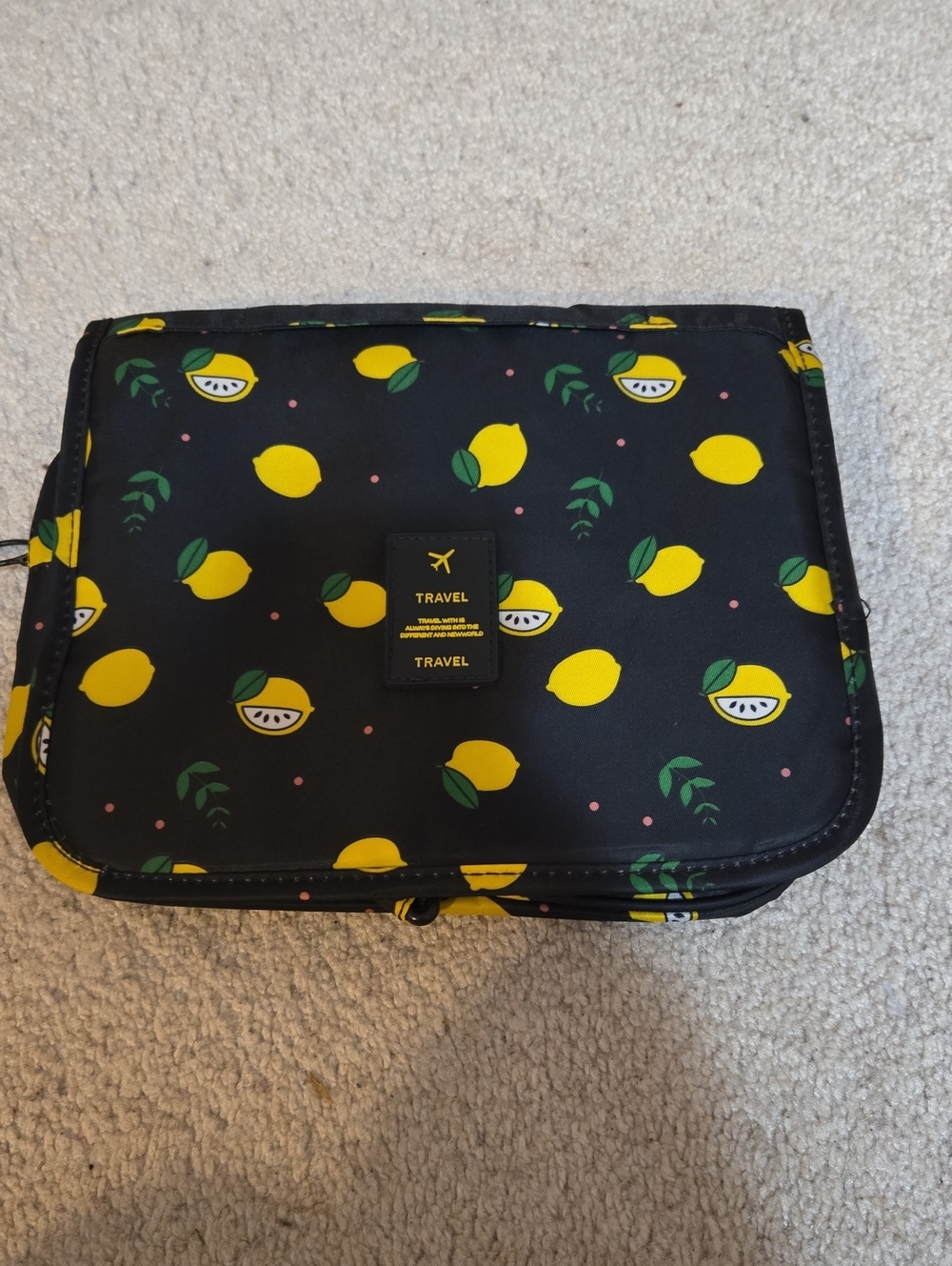 Travel Lemon Print Cosmetic Bag